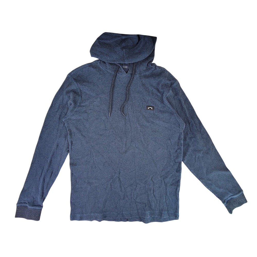 Billabong Mens Blue Waffle Knit Hoodie Long Sleeve Casual Size‎ L